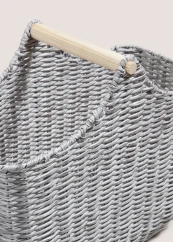 Grey Plastic Woven Toilet Roll Basket