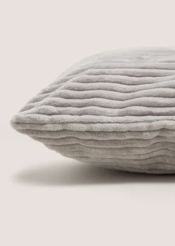Grey Ribbed Cushion Cover