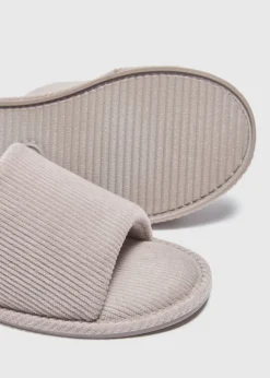 Grey Ribbed Slider Slippers