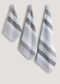 Grey Stripe 100% Cotton Towels