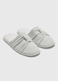 Grey Twist Jersey Mule Slippers