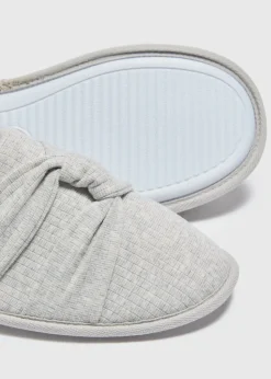 Grey Twist Jersey Mule Slippers