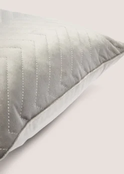 Grey Velvet Quilted Cushion