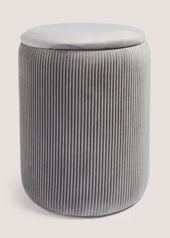 Grey Velvet Storage Pouffe