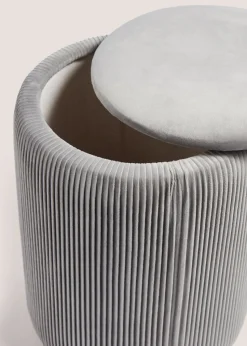 Grey Velvet Storage Pouffe