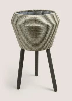 Grey Woven Large Planter