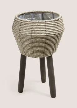 Grey Woven Small Planter