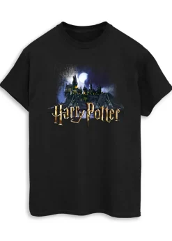 Harry Potter Hogwarts Castle Adult Black Printed T-Shirt