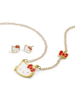 Hello Kitty Gold Earring & Necklace Set