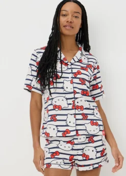 Hello Kitty Navy Stripe Satin Shorts Pyjama Set
