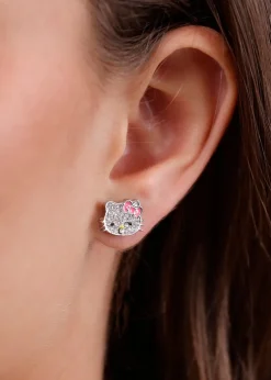 Hello Kitty Stone Silver Plated Earrings Card Box Set 2pc