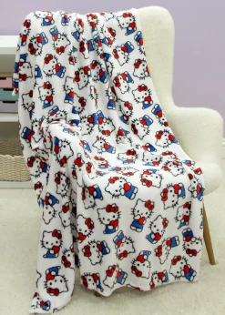 Hello Kitty White Heartheld Fleece Throw