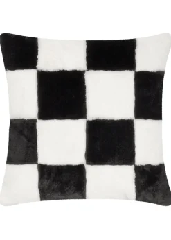 Heya Home Cozee Check Faux Fur Filled Cushion (50 x 50 x 8 cm)
