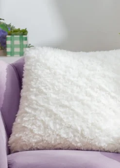 Heya Home Fluff Ball Faux Fur Filled Cushion (45cm x 45cm x 8cm)