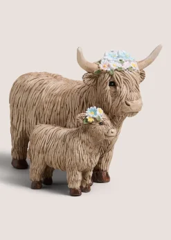 Highland Cow Mum & Baby Ornament