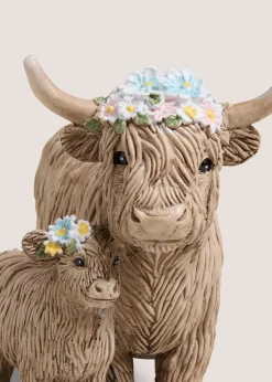 Highland Cow Mum & Baby Ornament