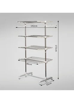 HOMCOM 4 Layer Folding Rail Airer Dryer Rack  (172cm x 80-142cm x 55cm)