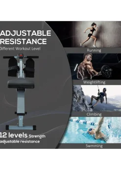 HOMCOM 12 Level Fitness Rowing Machine Cardio Fitness Workout & Gym Training