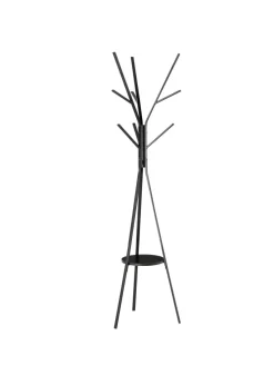 HOMCOM Black Free Standing Coat Rack (45cm x 45cm x 180cm)