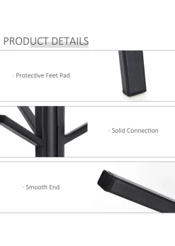 HOMCOM Black Free Standing Coat Rack (45cm x 45cm x 180cm)