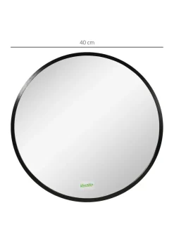 HOMCOM Black Kleankin Round Bathroom Mirror (40cm x 2cm x 40cm)