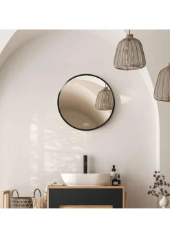 HOMCOM Black Kleankin Round Bathroom Mirror (40cm x 2cm x 40cm)