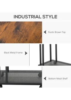 HOMCOM Black Mobile Sofa Side Coffee Table (51cm x 36cm x 65cm)