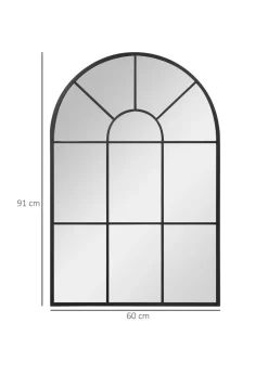 HOMCOM Black Modern Arched Wall Mirror (91cm x 60cm x 2cm)