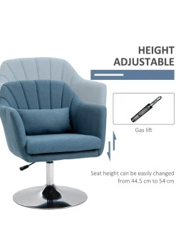 HOMCOM Blue Stylish Retro Linen Swivel Tub Chair (60cm x 60cm x 91cm)