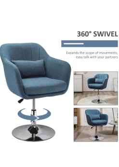 HOMCOM Blue Stylish Retro Linen Swivel Tub Chair (60cm x 60cm x 91cm)
