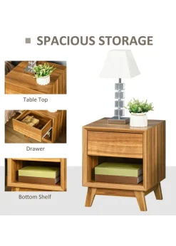 HOMCOM Brown Storage Organizer Bedside Table (40cm x 40cm x 50cm)