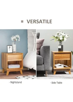 HOMCOM Brown Storage Organizer Bedside Table (40cm x 40cm x 50cm)