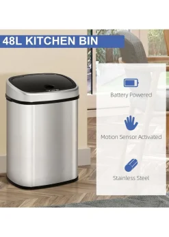 HOMCOM Chrome Sensor Dustbin Touchless Trash Can