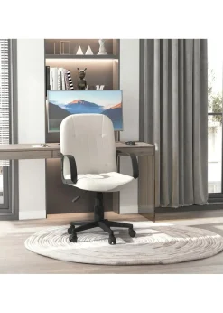 HOMCOM Cream PU Leather Swivel Office Chair (59.5cm x 60cm x 104cm)