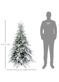 HOMCOM Green Artificial Christmas Tree with Snow Branches