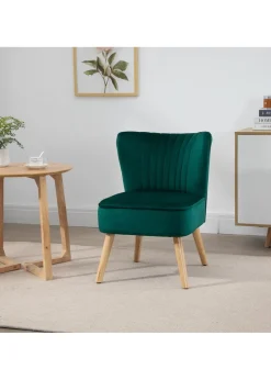 HOMCOM Green Velvet Accent Chair Occasional Tub (57cm x 68cm x 76cm)