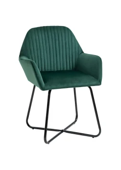 HOMCOM Green Velvet-Feel Upholstered Accent Chair (60cm x 56.5cm x 85cm)