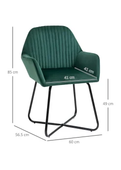 HOMCOM Green Velvet-Feel Upholstered Accent Chair (60cm x 56.5cm x 85cm)