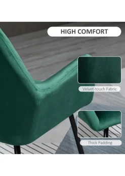 HOMCOM Green Velvet-Feel Upholstered Accent Chair (60cm x 56.5cm x 85cm)
