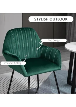 HOMCOM Green Velvet-Feel Upholstered Accent Chair (60cm x 56.5cm x 85cm)