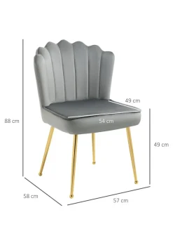 HOMCOM Grey Velvet-Feel Accent Chair (57cm x 58cm x 88cm)