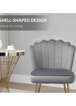 HOMCOM Grey Velvet-Feel Accent Chair (57cm x 58cm x 88cm)