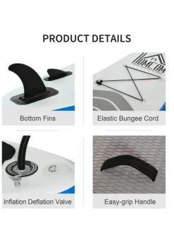 HOMCOM Inflatable Stand-Up Paddle Board SUP Accessories Carry Bag Blue (10ft)