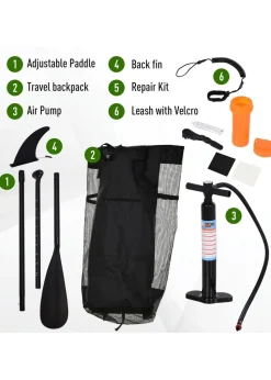 HOMCOM Inflatable Surfing Board with Paddle, Fix Bag, Air Pump, Fin, Backpack (10ft)