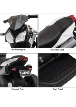 HOMCOM Kids Electric Motorcycle Ride-On Toy 6V Battery with Music, Horn and Lights (Black)