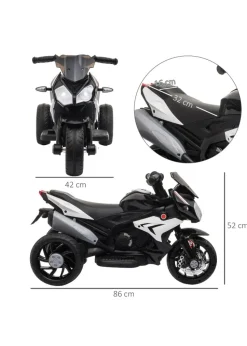 HOMCOM Kids Electric Motorcycle Ride-On Toy 6V Battery with Music, Horn and Lights (Black)