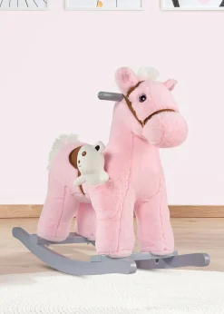 HOMCOM Kids Plush Rocking Horse Toy Pink
