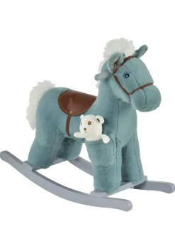 HOMCOM Kids Plush Rocking Horse Toy Blue