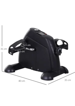 HOMCOM Mini Exercise Bike Portable Pedal Manual Machine Indoor Fitness Black