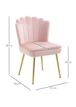 HOMCOM Pink Velvet-Feel Accent Chair (57cm x 58cm x 88cm)